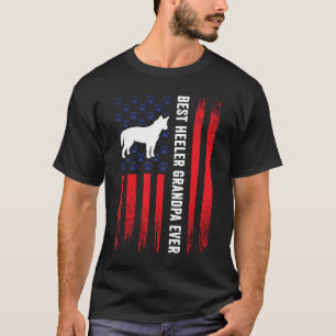 T-shirt Drapeau américain Meilleur Heeler Grandpa Australi