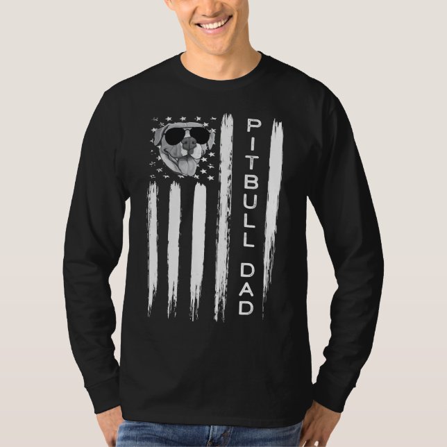 T-shirt Drapeau américain Meilleur Pitbull Papa Funny Pit  (Devant)