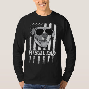 T-shirt Drapeau américain Meilleur Pitbull Papa Funny Pit 