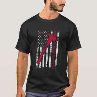 T-shirt Drapeau américain meilleur pompier papa jamais rou