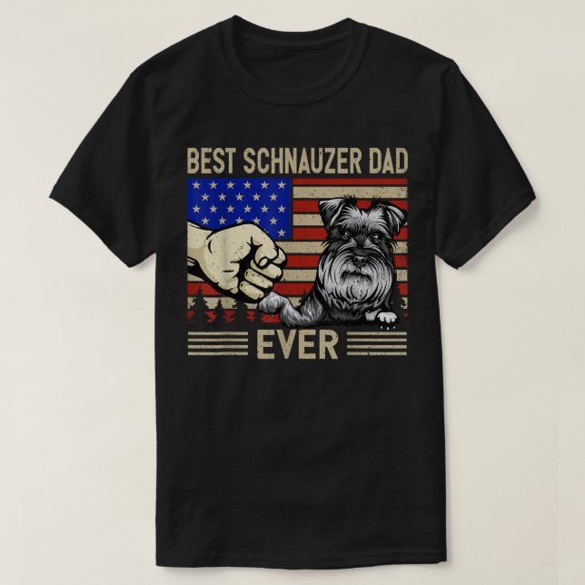 T-shirt Drapeau américain Meilleur Schnauzer Papa 4 juille (Design devant)