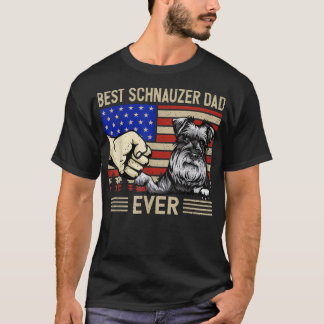 T-shirt Drapeau américain Meilleur Schnauzer Papa 4 juille