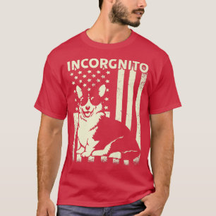 T-shirt Drapeau américain Mens Incorgnito Funny Corgi Dons
