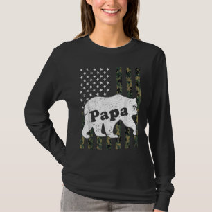 T-shirt Drapeau américain Mens Papa Bear Camouflage USA