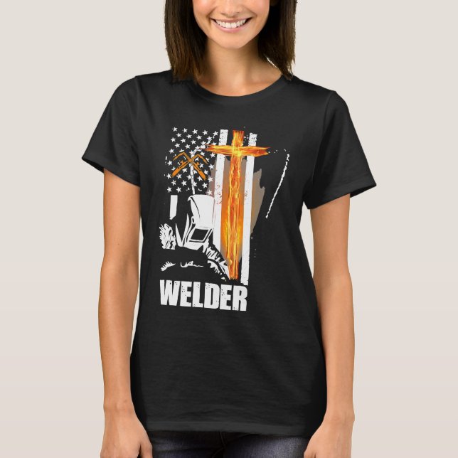 T-shirt Drapeau Américain Mens Welder Usa Patriotic Welder (Devant)