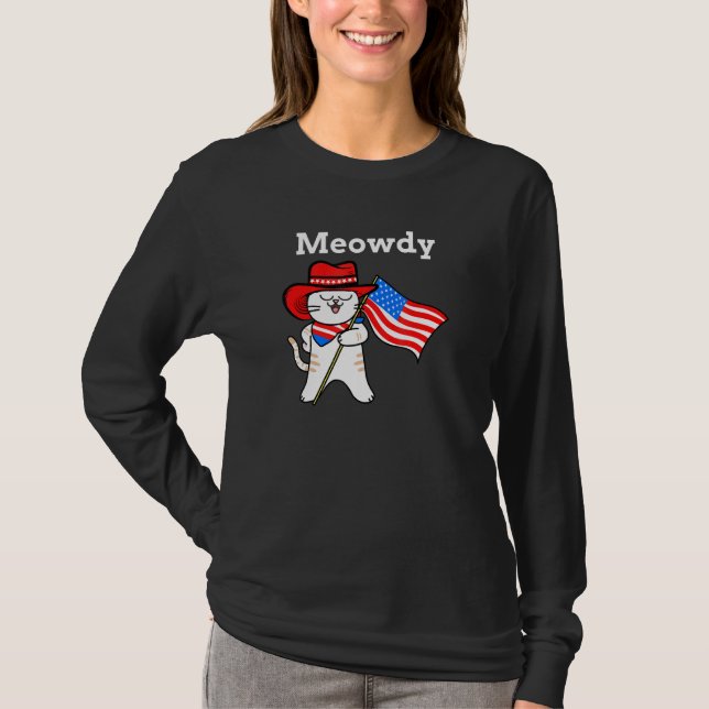 T-shirt Drapeau américain Meowdy Cat (Devant)