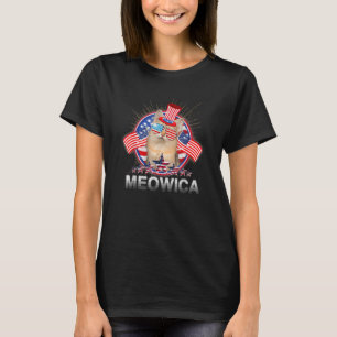 T-shirt Drapeau américain Meowica Chat 4 juillet Chat