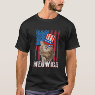 T-shirt Drapeau américain Meowica Chat Patriotique 4 juill