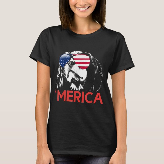 T-shirt Drapeau américain Merica Cavalier King Charles Esp (Devant)