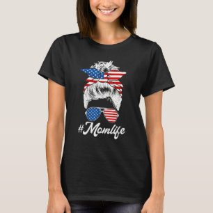 T-shirt Drapeau Américain Merica Chignon En Désordre Momli