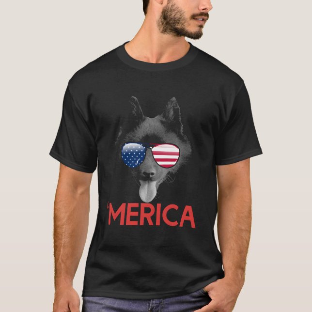 T-shirt Drapeau américain Merica Schipperke 4 juillet (Devant)