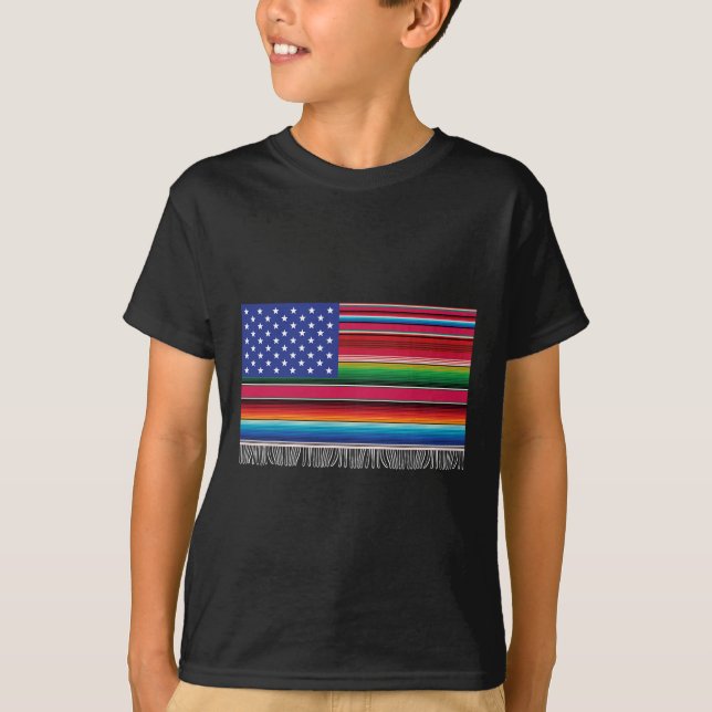T-shirt Drapeau Américain Mexicain Serape Cinco De Mayo Po (Devant)