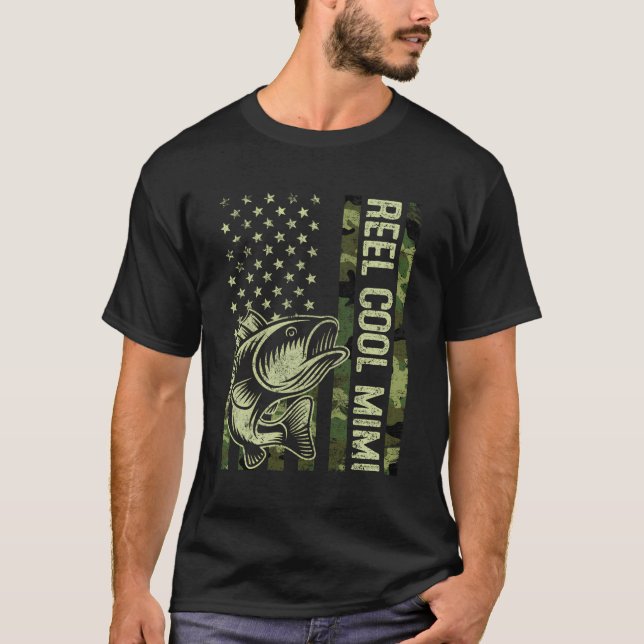 T-shirt Drapeau américain Mimi Camouflage Cool de bobines  (Devant)