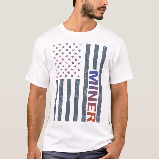 T-shirt Drapeau américain - Miner (Devant)