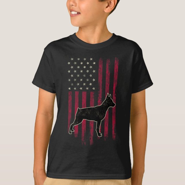 T-shirt Drapeau américain Miniature Pinscher Amoureux de l (Devant)