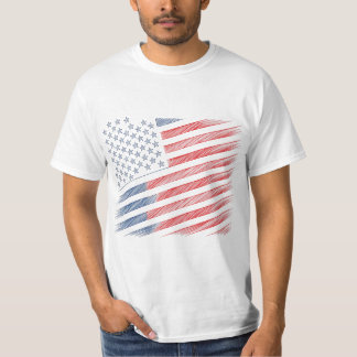 T-shirt Drapeau américain minimaliste en ligne art