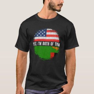 T-shirt Drapeau américain moitié-zambien Zambie