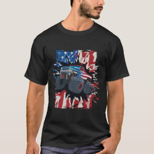 T-shirt Drapeau américain Monster Truck 4 juillet Shirt Bo