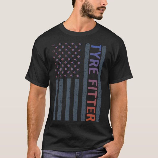 T-shirt Drapeau Américain - Monteur de Pneus (Devant)