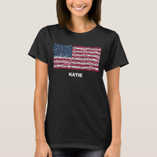 T-shirt Drapeau américain Mosaic Design (texte blanc) T-sh