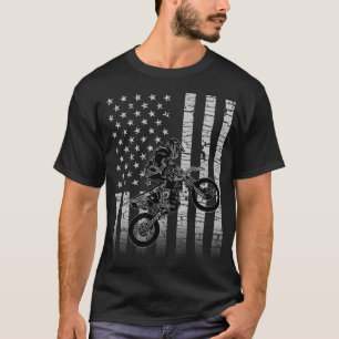 T-shirt Drapeau américain Motocross Dirt Bike