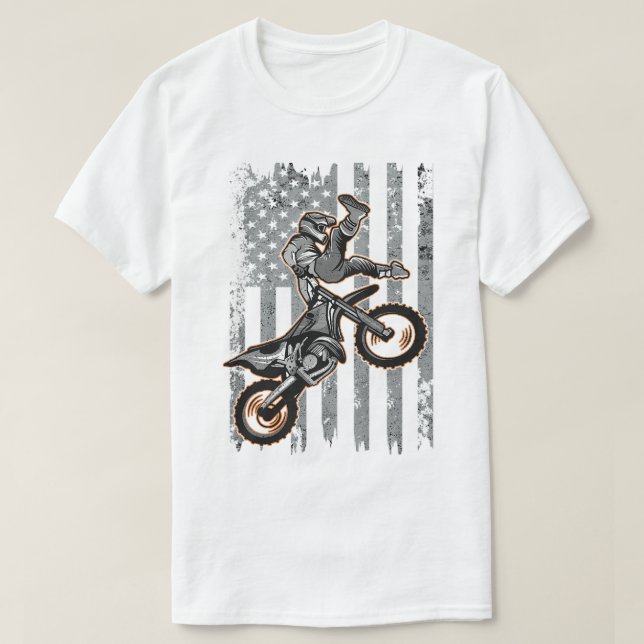 T-shirt Drapeau américain Motorcross Braap Dirt Bike Off R (Design devant)