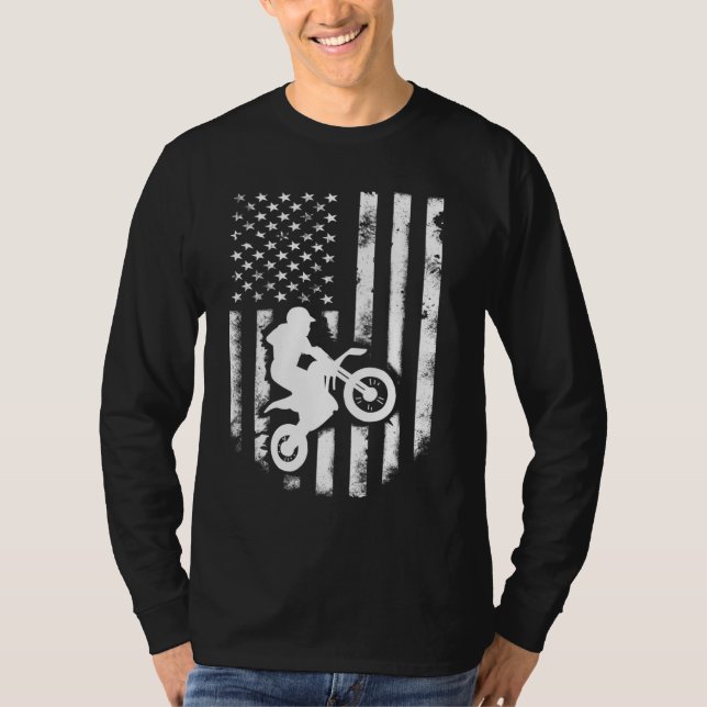 T-shirt Drapeau américain Motorcross Braap Dirt Bike Off R (Devant)