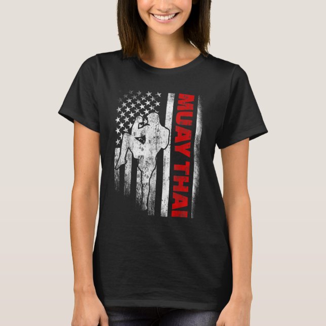 T-shirt Drapeau américain Muay Thai Boxe (Devant)
