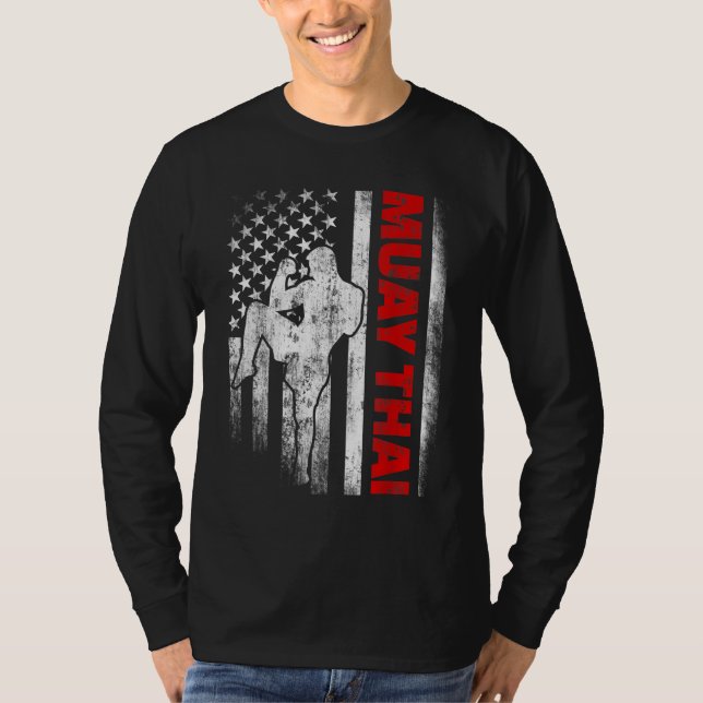 T-shirt Drapeau américain Muay Thai Boxe (Devant)