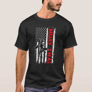 T-shirt Drapeau américain Muay Thai Fighter Martial Arts B