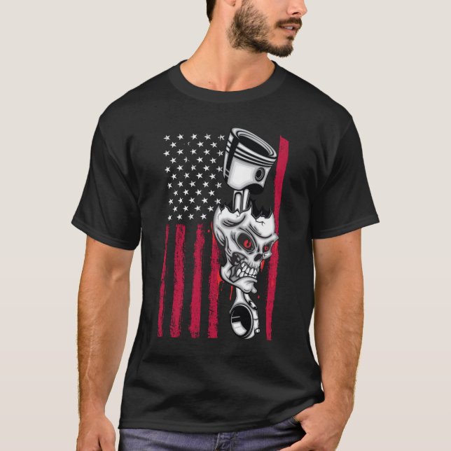 T-shirt Drapeau Américain Muscle Car à piston 5 (Devant)