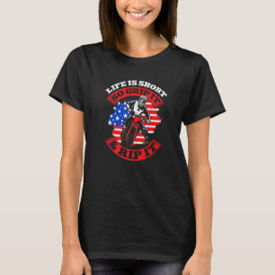 T-shirt Drapeau américain Mx Motocross Live est court alor