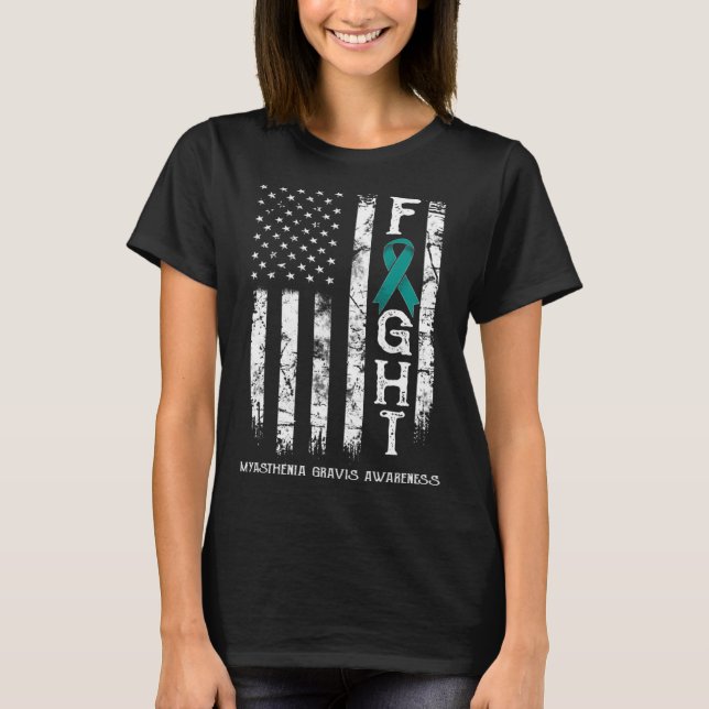 T-shirt Drapeau américain Myasthenia Gravis Warrior (Devant)