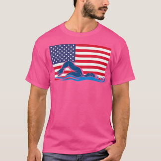 T-shirt Drapeau américain nage Sport nage Athlète nage