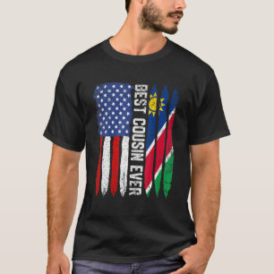 T-shirt Drapeau Américain Namibie Drapeau Meilleur Cousin