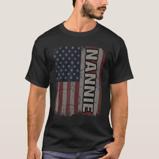 T-shirt Drapeau américain Nannie Vintage Fête des Mères 4e