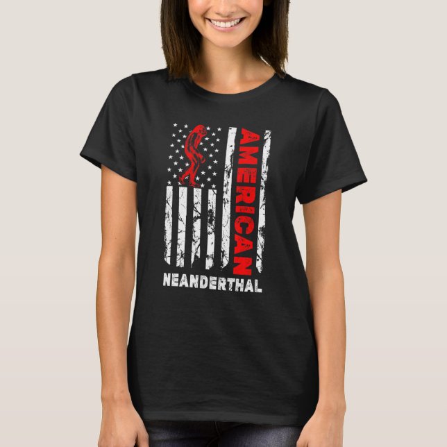 T-shirt Drapeau américain Neandertal (Devant)