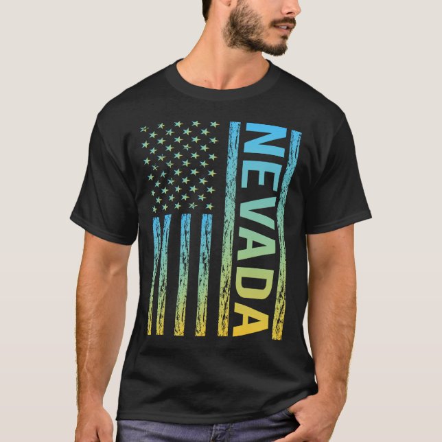 T-shirt Drapeau américain - Nevada (Devant)