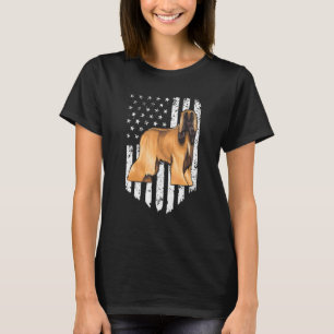 T-shirt Drapeau américain noir blanc Afghan Hound 4 juille
