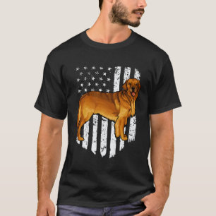 T-shirt Drapeau américain noir blanc Golden Retriever 4 ju