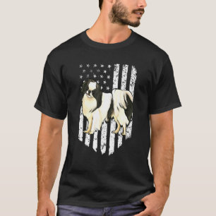 T-shirt Drapeau Américain Noir Blanc Japanese Chin 4 Juill