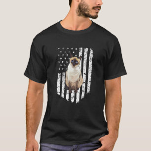 T-shirt Drapeau Américain Noir Blanc Siamois 4 Juillet Cha
