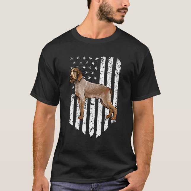 T-shirt Drapeau Américain Noir Blanc Spinoni Italiani 4  (Devant)