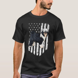 T-shirt Drapeau Américain Noir Blanc Tibetan Terrier 4 Jui