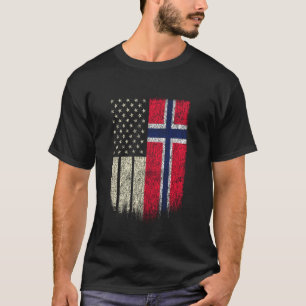 T-shirt Drapeau américain norvégien Norvège USA Pride