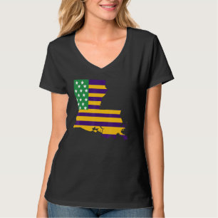 T-shirt Drapeau Américain Nouvelle-Orléans Louisiane Carte
