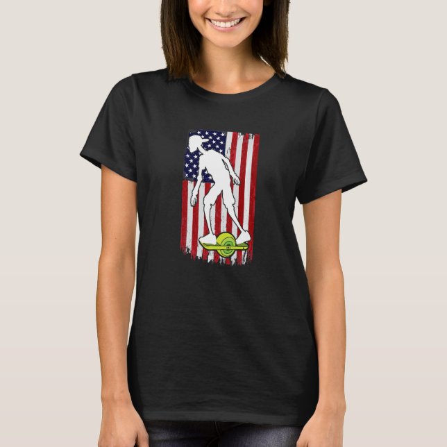 T-shirt Drapeau américain onewheel skateboard Float O (Devant)