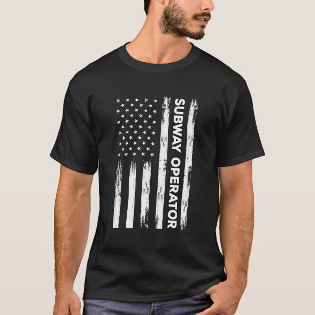 T-shirt Drapeau américain Opérateur de métro Train Driver  (Devant)