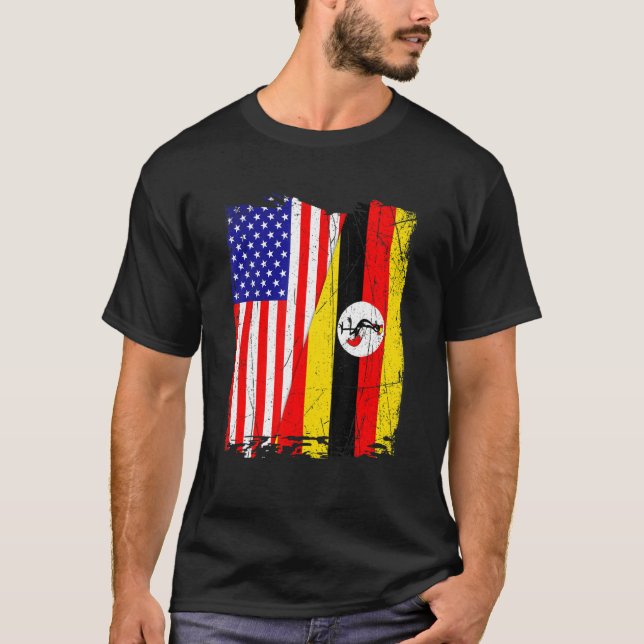T-shirt Drapeau américain Ouganda Hommes Femmes Patriotiqu (Devant)