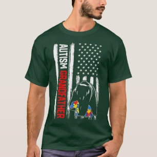 T-shirt Drapeau américain ours grand-père autisme rétro Aw